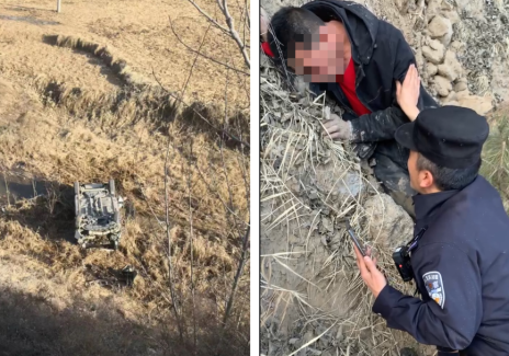 惊险！村民开车跌落山沟，临汾永和民警及时救援74.png