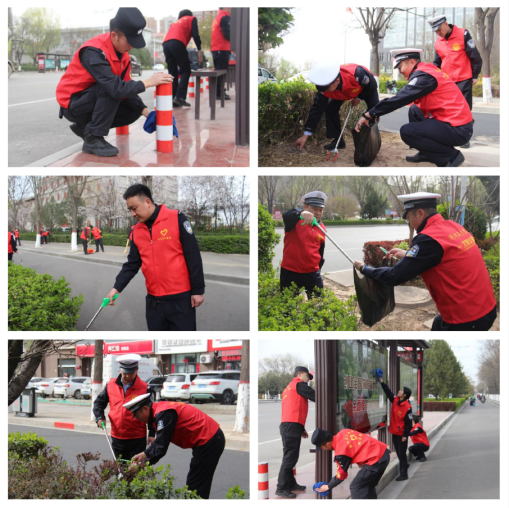 临汾洪洞县公安局组织开展“党建红”引领“公安蓝”，争做“创城卫士”志愿者服务活动