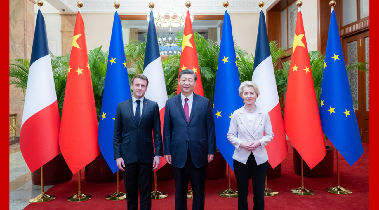 习近平同法国总统、欧盟委员会主席举行中法欧三方会晤