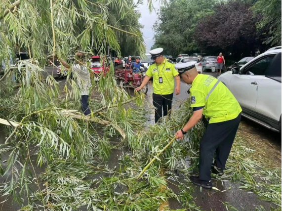临汾洪洞公安及时清理路障 确保通行护平安