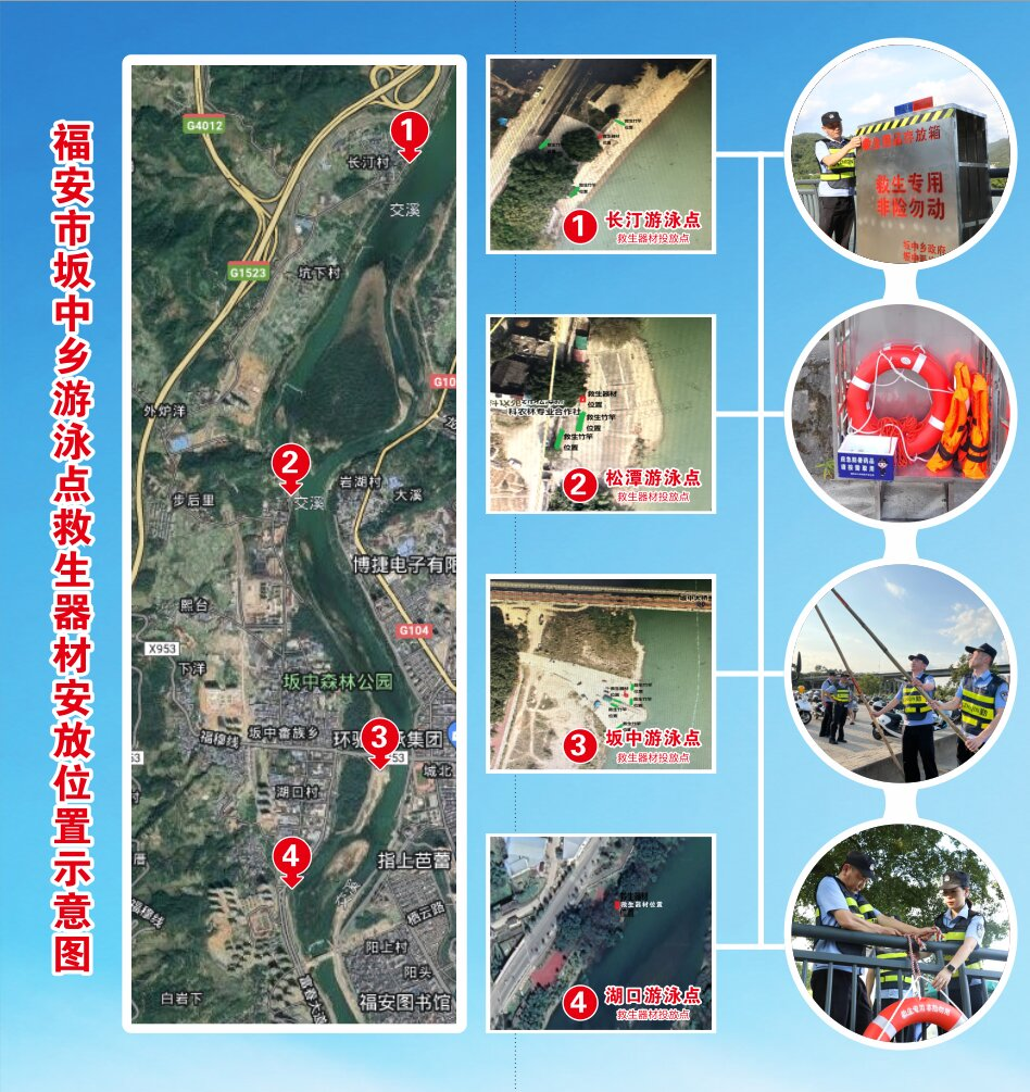福建福安这些游泳点的防溺水物资分布图请收好