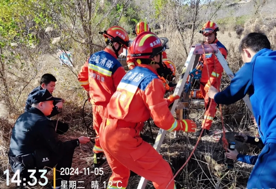 吕梁孝义：绵羊坠洞受困  联动救助暖心