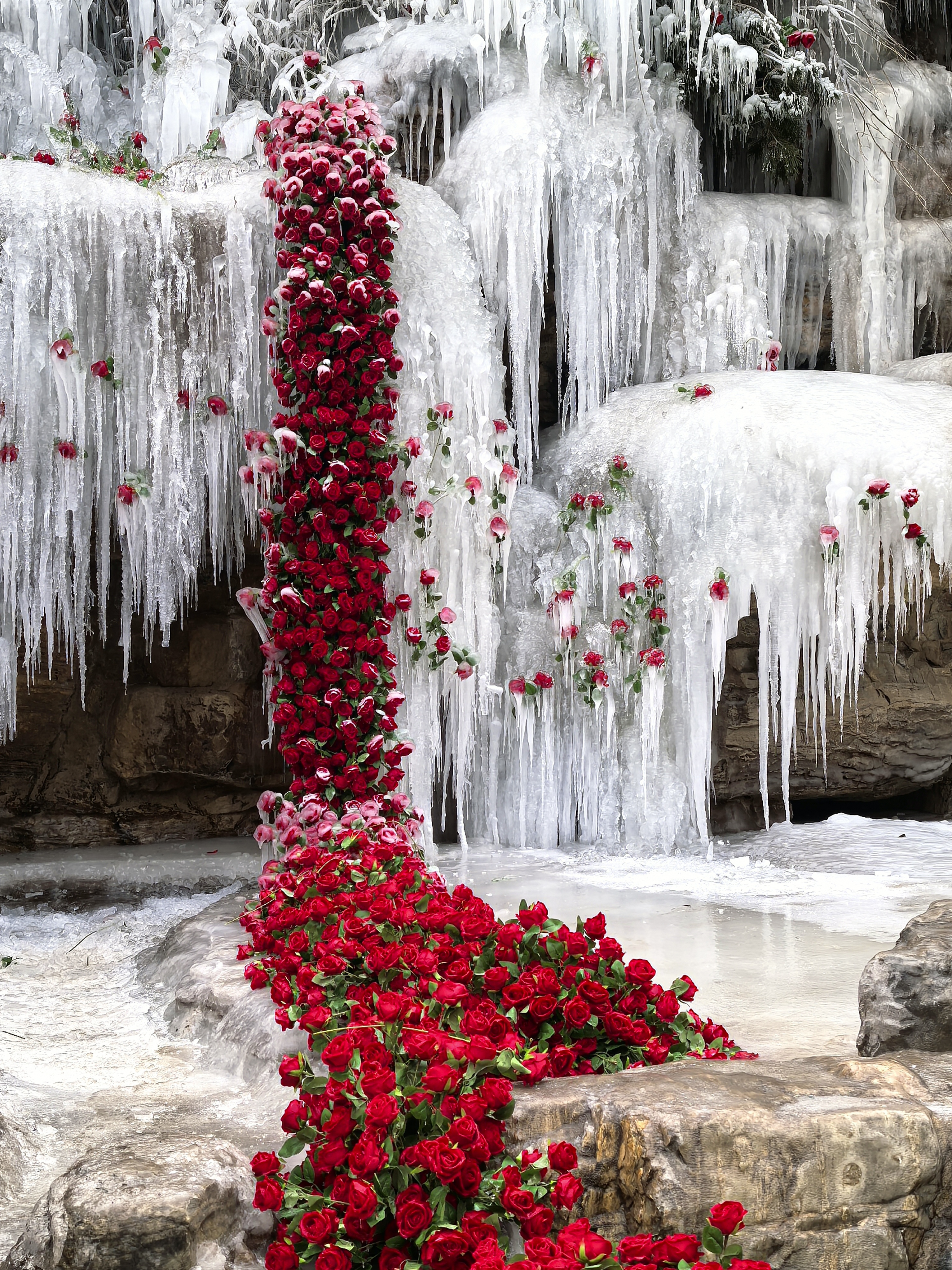 太原蒙山冰瀑玫瑰  冬日打卡地火出圈